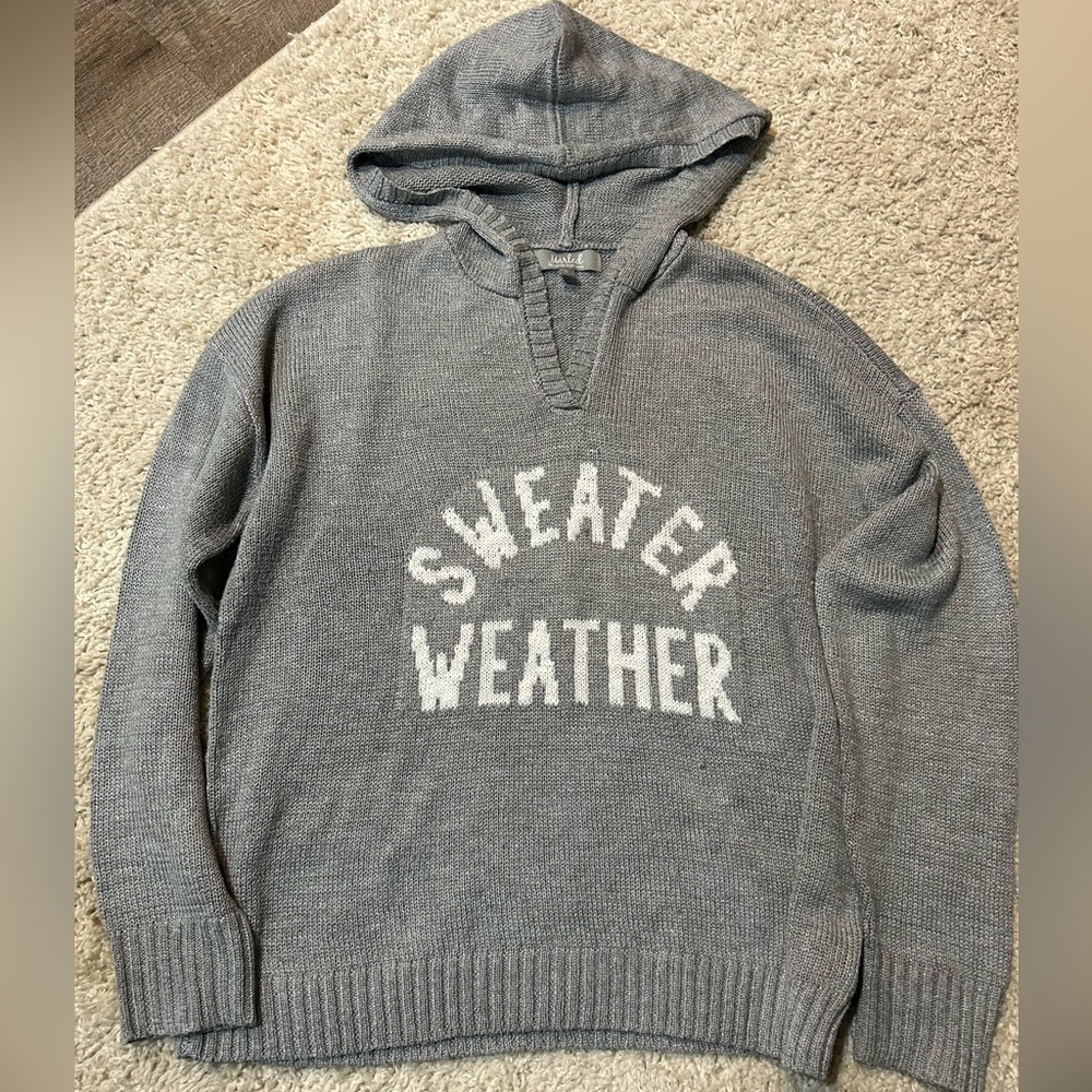 Marled Reunited Clothing Grey “Sweater Weather” Hooded Sweater size Large